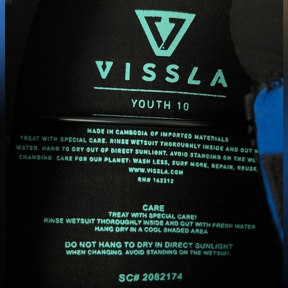 VISSLA 7 SEAS RADITUDE wetsuit long sleeve Jacket youth 10 blue black - Picture 7 of 8